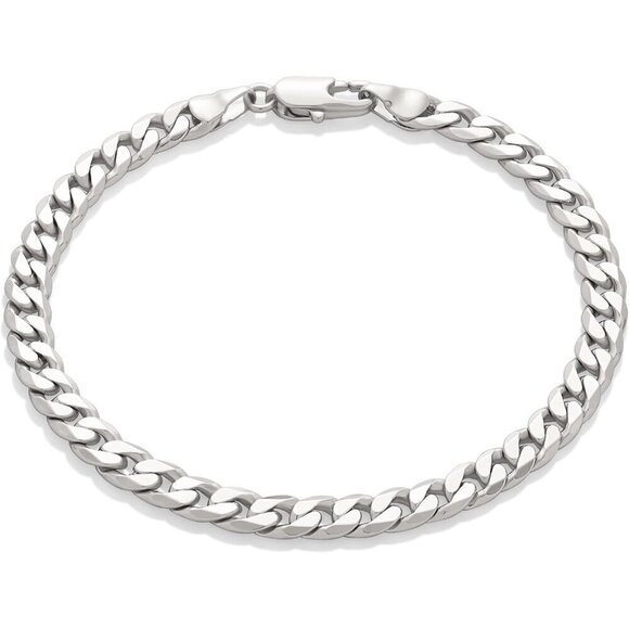 ✨ Amazon Essentials Chain Bracelet Women Silver Sterling Curb Stacking Jewelry - Picture 1 of 3